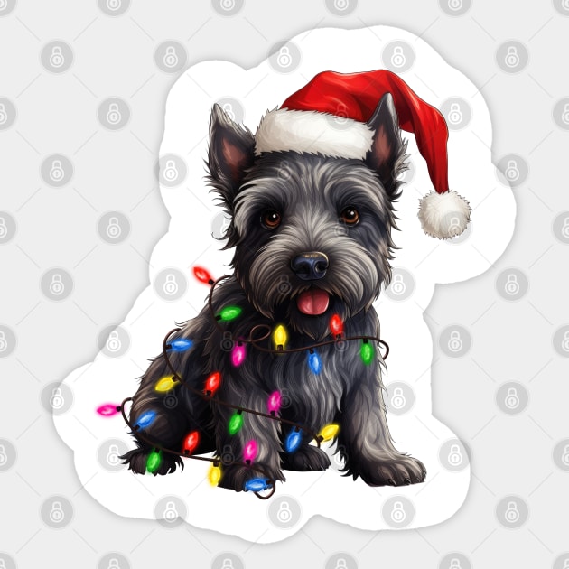 Christmas Scottish Terrier Sticker by Chromatic Fusion Studio